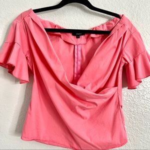 Coral Ruffle Sleeve Blouse